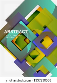 Cuadrados abstractos de fondo, plantilla mínima geométrica, ilustración vectorial