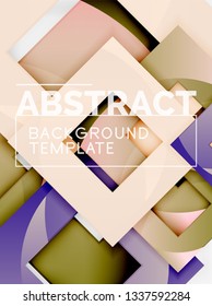 Cuadrados abstractos de fondo, plantilla mínima geométrica, ilustración vectorial
