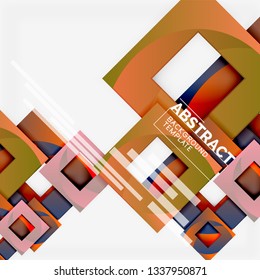 Cuadrados abstractos de fondo, plantilla mínima geométrica, ilustración vectorial