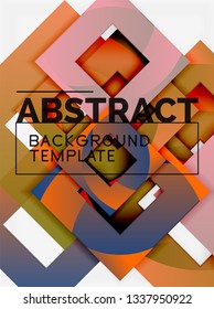 Cuadrados abstractos de fondo, plantilla mínima geométrica, ilustración vectorial