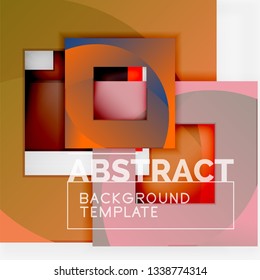 Cuadrados abstractos de fondo, plantilla mínima geométrica, ilustración vectorial