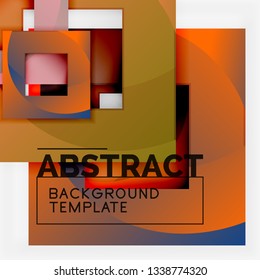 Cuadrados abstractos de fondo, plantilla mínima geométrica, ilustración vectorial