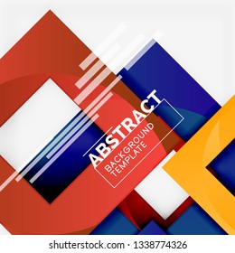Cuadrados abstractos de fondo, plantilla mínima geométrica, ilustración vectorial