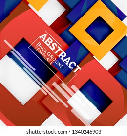 Background abstract squares, geometric minimal template, vector illustration