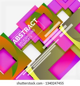 Cuadrados abstractos de fondo, plantilla mínima geométrica, ilustración vectorial