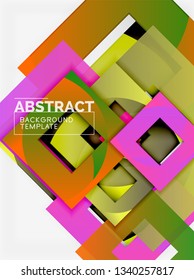 Cuadrados abstractos de fondo, plantilla mínima geométrica, ilustración vectorial