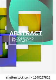 Cuadrados abstractos de fondo, plantilla mínima geométrica, ilustración vectorial