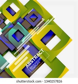 Background abstract squares, geometric minimal template, vector illustration