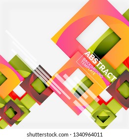 Background abstract squares, geometric minimal template, vector illustration