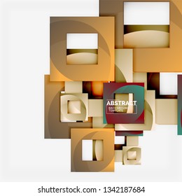 Cuadrados abstractos de fondo, plantilla mínima geométrica, ilustración vectorial