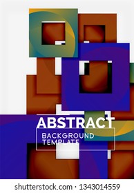 Cuadrados abstractos de fondo, plantilla mínima geométrica, ilustración vectorial