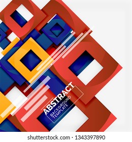 Cuadrados abstractos de fondo, plantilla mínima geométrica, ilustración vectorial