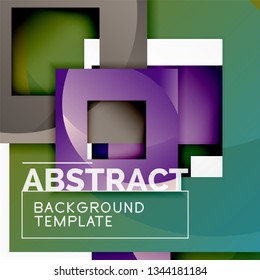 Cuadrados abstractos de fondo, plantilla mínima geométrica, ilustración vectorial