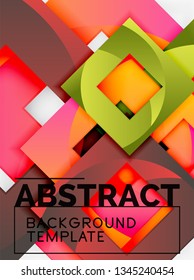 Cuadrados abstractos de fondo, plantilla mínima geométrica, ilustración vectorial