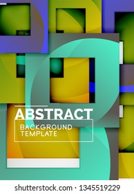 Cuadrados abstractos de fondo, plantilla mínima geométrica, ilustración vectorial