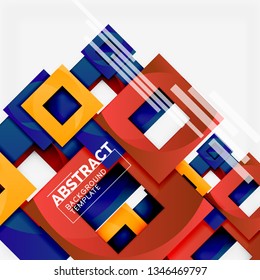 Background abstract squares, geometric minimal template, vector illustration