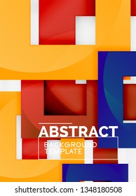 Cuadrados abstractos de fondo, plantilla mínima geométrica, ilustración vectorial