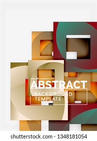 Cuadrados abstractos de fondo, plantilla mínima geométrica, ilustración vectorial