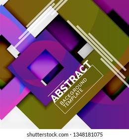 Cuadrados abstractos de fondo, plantilla mínima geométrica, ilustración vectorial