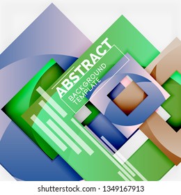 Cuadrados abstractos de fondo, plantilla mínima geométrica, ilustración vectorial