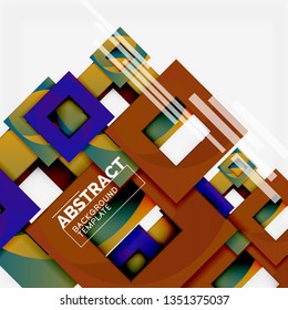 Background abstract squares, geometric minimal template, vector illustration