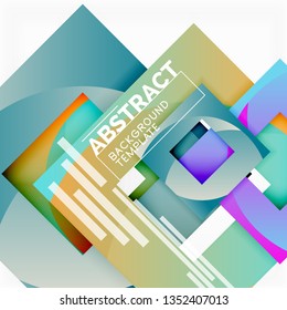 Cuadrados abstractos de fondo, plantilla mínima geométrica, ilustración vectorial