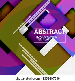 Background abstract squares, geometric minimal template, vector illustration