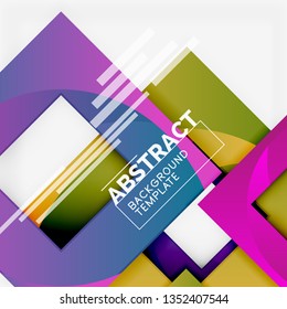 Cuadrados abstractos de fondo, plantilla mínima geométrica, ilustración vectorial