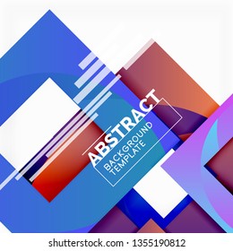 Cuadrados abstractos de fondo, plantilla mínima geométrica, ilustración vectorial