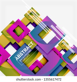 Background abstract squares, geometric minimal template, vector illustration