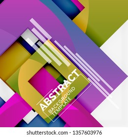 Background abstract squares, geometric minimal template, vector illustration