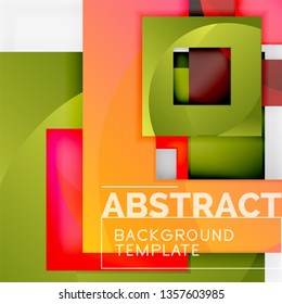 Cuadrados abstractos de fondo, plantilla mínima geométrica, ilustración vectorial