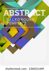 Cuadrados abstractos de fondo, plantilla mínima geométrica, ilustración vectorial