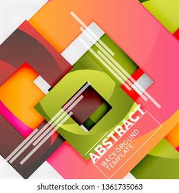 Cuadrados abstractos de fondo, plantilla mínima geométrica, ilustración vectorial