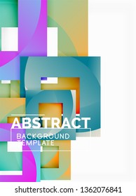 Cuadrados abstractos de fondo, plantilla mínima geométrica, ilustración vectorial