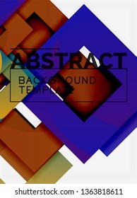 Cuadrados abstractos de fondo, plantilla mínima geométrica, ilustración vectorial