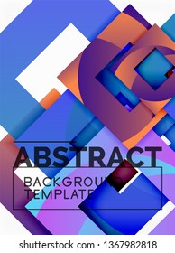 Background abstract squares, geometric minimal template, vector illustration