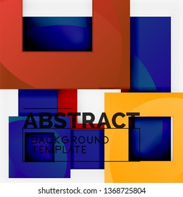 Cuadrados abstractos de fondo, plantilla mínima geométrica, ilustración vectorial