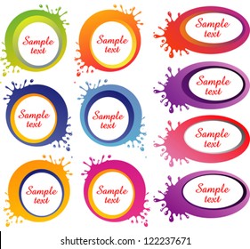 Background of abstract talking bubble with colorful blots. Vector Illustration