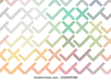Background abstract tick or cross mark, right or wrong sign, hand drawn for design. Cartoon style vector.