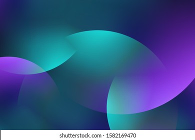 Background from abstract turquoise lilac circles or balls similar to flickering lights in defocus. Gradient shapes composition