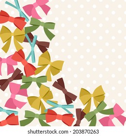 Background with abstract various bows and ribbons.