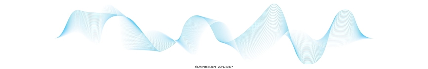 background with abstract vector blue colored sound wave lines	