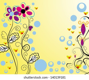 background with abstract vector flower and other elements