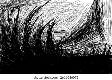 background abstract vector hand drawing - nature, grass, plants art and design - design element - vector graphic - strokes line drawing