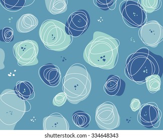 Background with abstract vintage design - blue splashes. Vector illustration.
