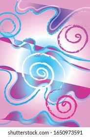 Background with abstract waves. Marine subjects. Vector illustration.