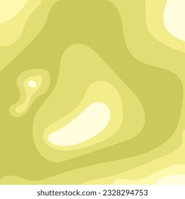 The background of abstract wavy figures cut in light green is superimposed on the background with selected figures. Modern topographic graphics. Poster with smooth curves of yellow color. Vector