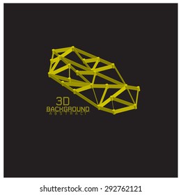 Background Abstract Yellow  black with Connecting Dots and Lines 3D