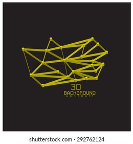 Background Abstract Yellow  black with Connecting Dots and Lines 3D
